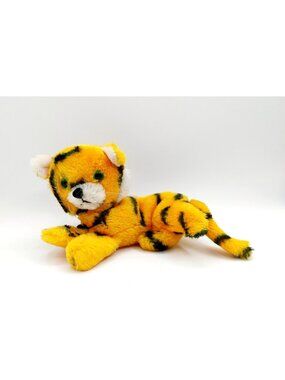 Dakin Tiger Beanie Plush 8" Orange Black Stripe Laying Down Cub Vintage 1976